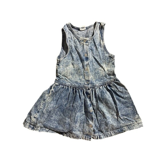 Oshkosh B’Gosh Vintage Denim Acid Washed Jumper Dress Made in USA Girls Size 6 - Picture 1 of 10